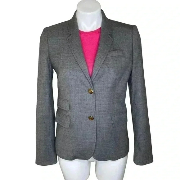 J. Crew Schoolboy Gray Wool Blazer Jacket academia preppy size 4 - Picture 1 of 8